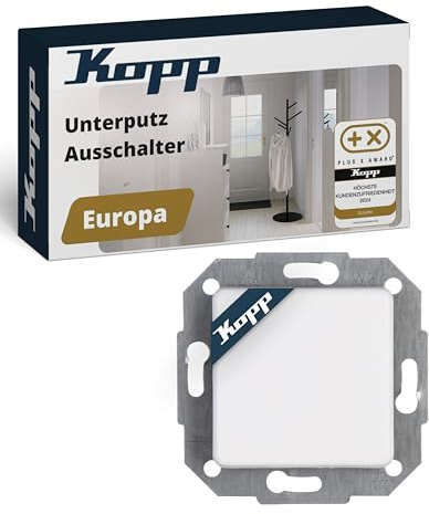 Kopp EUROPA Unterputz Ausschalter 2-polig arktis-weiß I Zuverlässige Netztrennung & Lichtsteuerung I robuster Thermoplast IP20