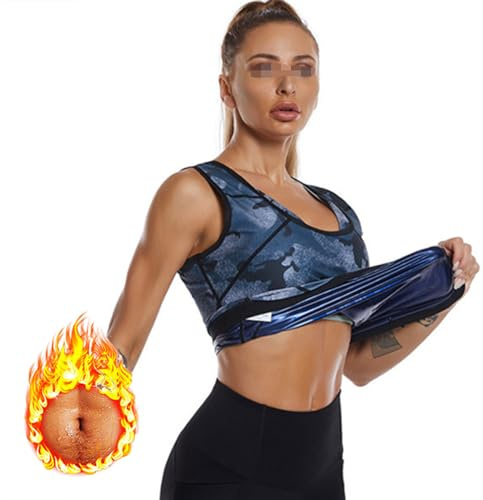 Weyot Canotta Sauna Donna, Tuta Sauna Dimagrante Donna Corsetto Fitness Shapewear Effetto Sauna Canotta Sudore Sportivo Gilet Snellente Body Shaper,S/M,Camo