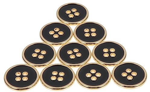 VILLFUL 20mm Metallknöpfe 10 Stück Runde Knöpfe mit 4 Löchern für Selbstgemacht Kleidung Mäntel und Anzüge Praktische Nähknöpfe für Freizeitkleidung Schwarz/gold