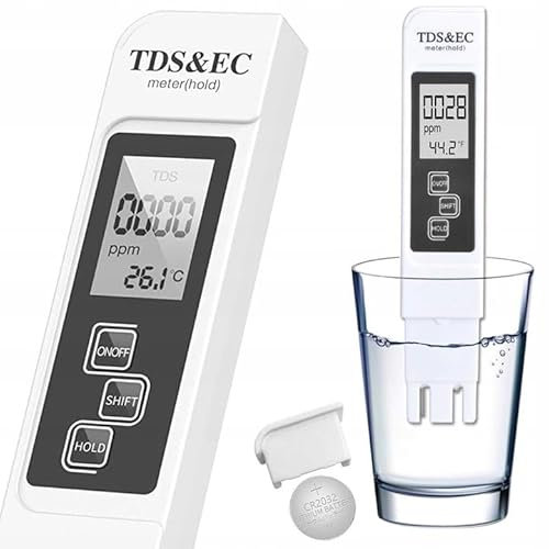 LTC - TDS Messgerät - Wasserqualitätstester Digital - Tester für Trinkwasser, Pool, Aquarium - Wasser Testen Trinkwasserqualität - mit Termometer, LCD Display, 4 Messmodi
