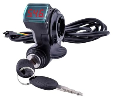 Kunray Universeller E-Bike Daumengashebel 12V-96V E Scooter Gashebel | mit LED Anzeige Spannungs, Daumengashebel E Scooter, Schwarz Tragbare Digitale Griffe für Go Kart Motorcycle Dirt Bike