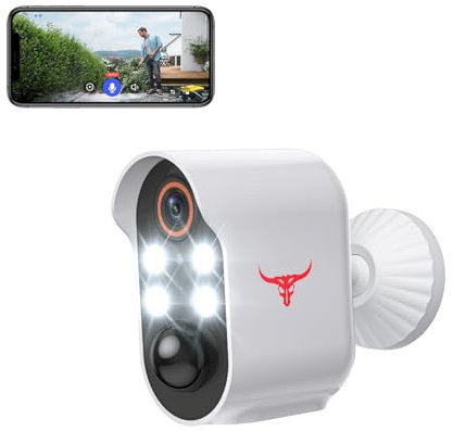 1080p Security Camera, AI Human Detection, Live View, Night Vision, 2-Way Audio, IP65 Waterproof, Cloud Storage, Wireless Indoor/Outdoor Surveillance Bullet Cam