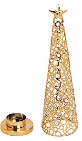 Xmas Cone Pyramids, Christmas Tree Shaped Candle Holder Metal Scented Candle Stand Home Tabletop Decoration for Holiday Party