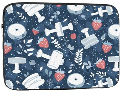 POEZJZW Sacoche pour ordinateur portable de 17 Motif fraises, noir, 17 inch