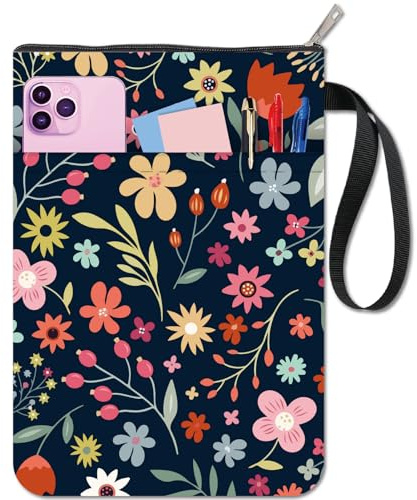 CRASPIRE Fundas para Libros con Flores Funda Protectora para Libros de Plantas Funda para Libros de Bolsillo Funda de Tela Lavable con Cremallera Y Bolsillo Adicional para Amantes de los Libros