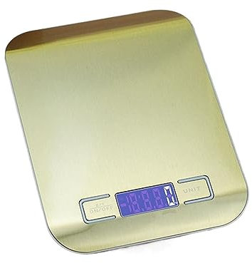 MOKLYF Bilancia da Cucina Elettronica 5/10kg Bilancia Digitale di precisione in Acciaio Inox LCD Strumenti di Misura del Peso Bilancia in Grammi Bilancia di precisione(Un colore-Oro-10kg 1g