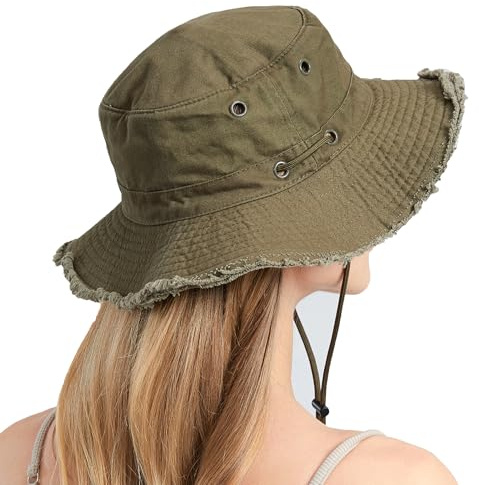 Sombrero de Sol para Mujeres y Hombres - Ala Ancha Plegable Tipo Cubo, Algodón Transpirable UPF 50+ para Jardinería, Pesca, Senderismo y Safari en Exteriores