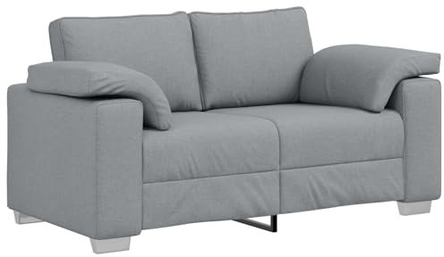 vidaXL Zweisitzer-Sofa Hellgrau 160 cm Stoff, Wohnzimmer Sofa, modernes rechteckiges Design, atmungsaktiver Stoff, Bequeme Polsterung, breite Armlehnen
