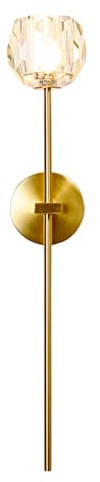 NICRX Moderne Kristall Wandleuchte mit G9 Fassung – 52cm/22cm Wandleuchte in Gold mit Knospenförmigem Glasschirm, Elegante Innen Wandlampe für Schlafzimmer, Wohnzimmer, Flur,Hotel (52cm)