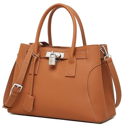 MOSAMHUA Ledertasche im Stil - Edles Schultertragegestell mit Platinoptik (Großvolumige Business-Tasche) Designertasche mit Prägelede