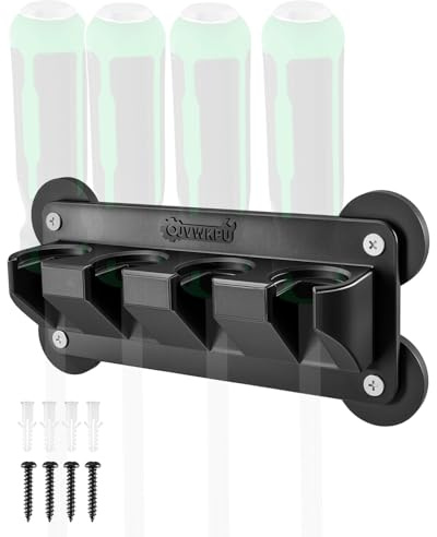 Magnetic 4-Slot Pry Bar Holder with Mounting Holes, Magnetic Tool Organizer for Garage Toolbox, Wall Mount or Magnetic Storage Rack for Pry Bars, T Bars and Long Tools