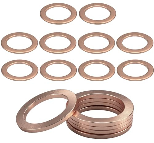 10Stück Kupferdichtringe,M14x20mm Dichtring Ölablassschraube Dichtung,Kupfer Flach Unterlegscheiben für Kraftstoffzubehör Ölleitungsverbindung,Kupferringe Kupferdichtung für Schrauben Bolzen Muttern