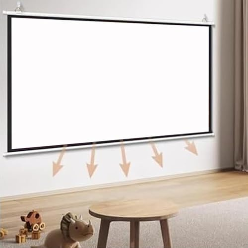 BTBZGFGNYU Home Movie Screen Manual Pull Down Projector Screen 50in 60in 72in HD Projection Screen Portable Projector Movies Screens for Home Theater(16:9,60inch)