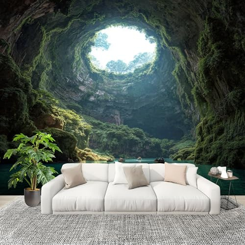 Fotomurales Papel pintado 250x175 cm Naturaleza Cuevas Paisajes. Papel Pintado Fotográfico Panoramico Decorativos Dormitorio sala Verde Murales Papel Tapiz Antimoho Removibles, Grandes