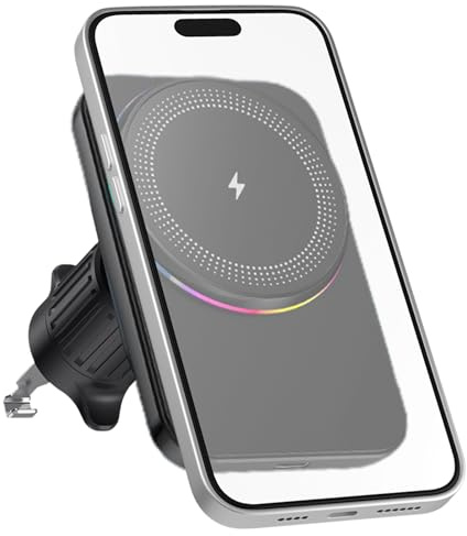 Telefono Magnetico Per – Senza Fili Con A LED Colorate, Supporto Del Telefono Rotante Per Veicolo, Magnetico Qi Ricarica Rapida 1