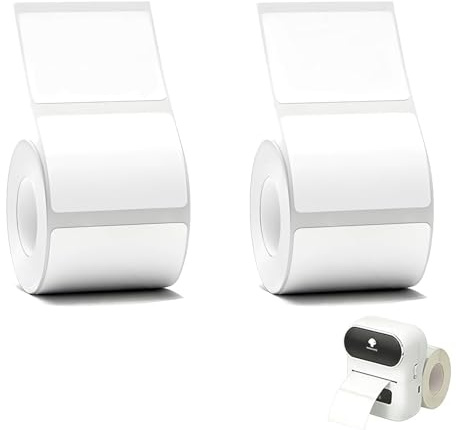 2 Rollen Thermo-Etikettenband 40x30mm, 240 Etiketten/Rolle, selbstklebend, kompatibel mit M110/M120/M200/M220/M221/P50/B3S/T50PRO, weiß, Thermodrucker für Büro, Schule, Küche, Zuhause