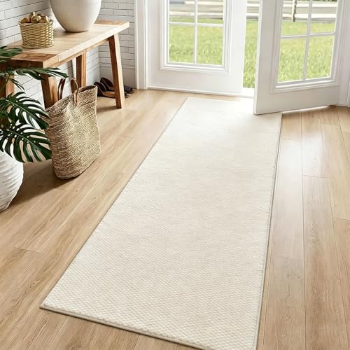 ZZBEARRQI Runner Rugs for Hallway 50x150 cm, Non-Slip Washable Hall Runner Rugs, Narrow Carpet Runner, Anti-fouling Floor Mat for Hallway Kitchen Entryway Laundry, White