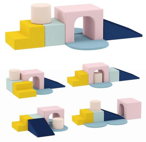 AIYAPLAY Parcours Motricité Bébé 8PCS Jouet d'escalade Mousse, Multicolore | Blocs de Construction, Housses en Velours Amovibles et Lavables, Jouets Éducatifs pour Enfants d'Âge Préscolaire