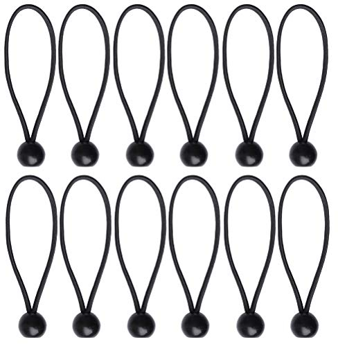 Nuoshen 12 Pcs Black Tarpaulin Bungees Balls for Banner, Tarp, Pavilions, Tents, Bungee Hooks, Holder, Flag Poles