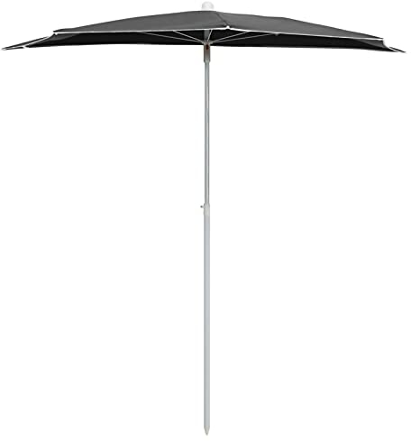 Tidyard Sonnenschirm Halbrund mit Mast Balkonschirm Terrassenschirm Gartenschirm Marktschirm Ampelschirm Strandschirm 180x90cm Anthrazit