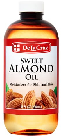 De La Cruz Sweet Almond Oil - Expeller Pressed Almond Oil for Skin and Hair 8 FL. OZ. (236 mL)