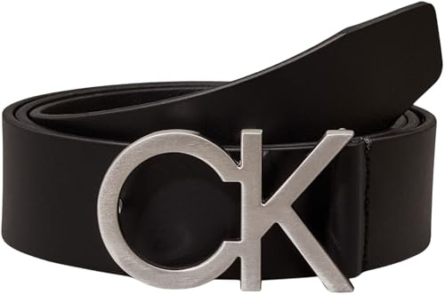 Calvin Klein Uomo Cintura Ck Buckle Belt 3.5 cm Cintura in Pelle, Nero (Ck Black), 85 cm