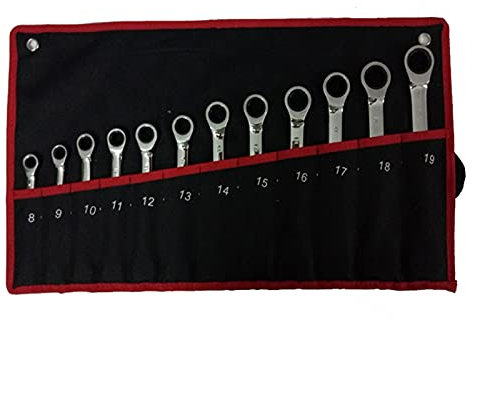 Jeu de clés, clé à anneau Jeu de clés mixtes à cliquet Jeu de clés en acier au chrome-vanadium Outils de réparation automatique Un jeu de clés