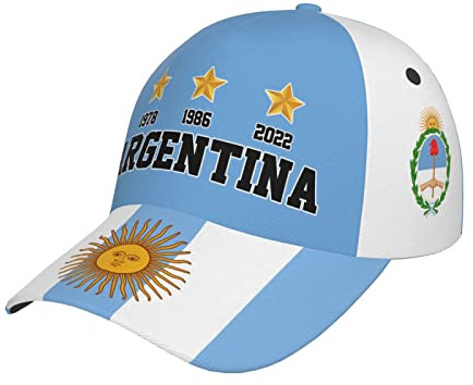 RFSHOP 3 Stars 1978 1986 2022 Champions Argentina Gorra de béisbol con impresión completa para adultos, unisex, ajustable, para fanáticos del fútbol, color negro, #889, Talla única