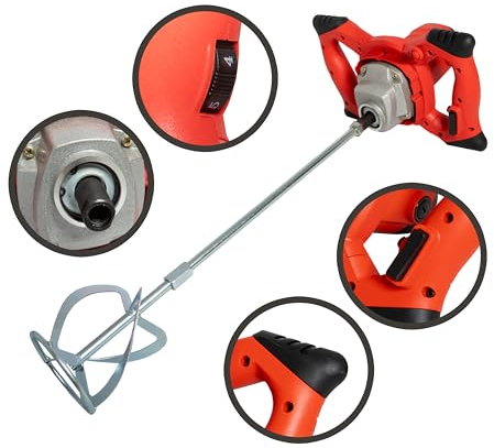 Mezcladora de mortero Hormigonera cemento Batidora de pintura Doble empuñadura ergonómica 220V