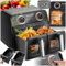 tectake® Friteuse sans huile XXL Double 8L Air fryer 4en1 Friteuse à air chaud Professionnelle 7 Programmes Écran tactile Appareil de cuisine 2 Panier de friture amovibles, Livre de recettes inclus