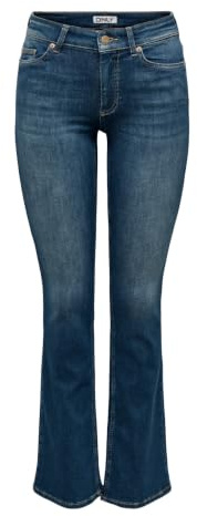 ONLY Onlblush Mid Flared DNM Rea260 Noos, Bleu foncé Denim, XL / 30L