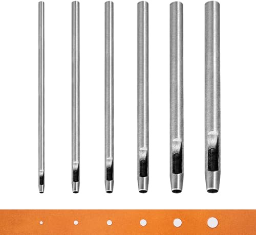 WUTA Locheisen Set,Basic Rund Hohlstanz-Schneidewerkzeug, Locheisensatz für Leder, Uhrenarmband, Dichtungsgürtel (0.5+1+1.5+2+3+4+5mm)