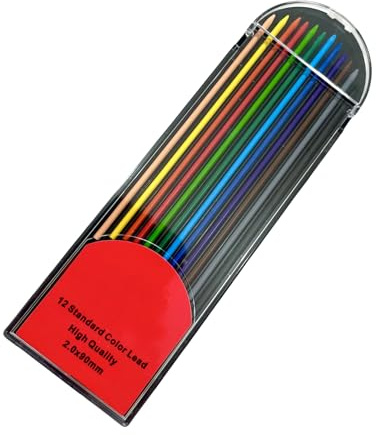 12 Stück 2,0 mm Bleistiftminen farbige Nachfüllminen für 2,0 mm automatische Druckbleistifte, Zeichnen, Skizzieren, Kunst, Illustrationen, Kunstbedarf