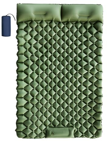 Genérico Materasso ad aria per 2 persone, campeggio, materasso da trekking con, pompa a piede incorporata, comodo materassino da campeggio, zaino in spalla,