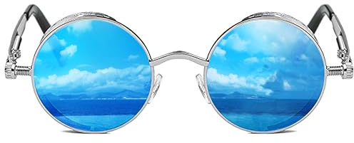 ROCKNIGHT Gothic Steampunk polarisierter UV400-Schutz Runde Sonnenbrille Herren Damen Retro