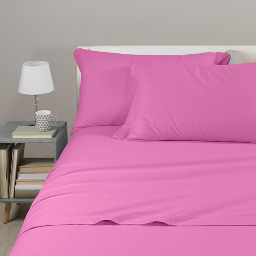 Caleffi Tinta unita flanella Completo Lenzuola, Flanella , Orchidea, Singolo, 19169 , Caleffi