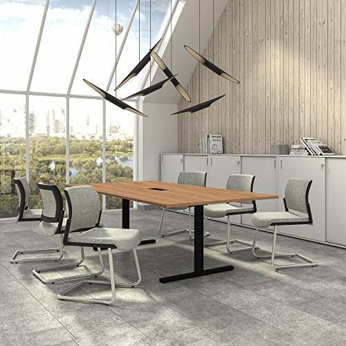 Weber Büro Easy Konferenztisch 240x120 cm Bernstein-Eiche mit ELEKTRIFIZIERUNG Besprechungstisch Tisch, Gestellfarbe:Schwarz