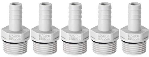 sourcing map Adaptador de montaje de manguera de lengüeta de PVC de 10mm o de 25/64 de lengüeta x 1/2 con Tubo macho G 5uds