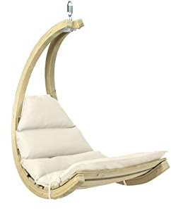 AMAZONAS Swing Chair Creme stylischer Schwebesessel mit extra Dicker Matratze aus FSC Fichtenholz bis 120 kg