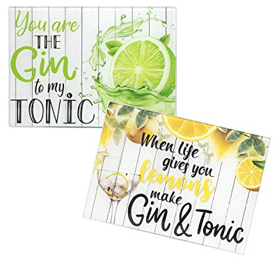 YöL 2x worktop saver chopping board glass kitchen non-slip gin tonic lemon lime
