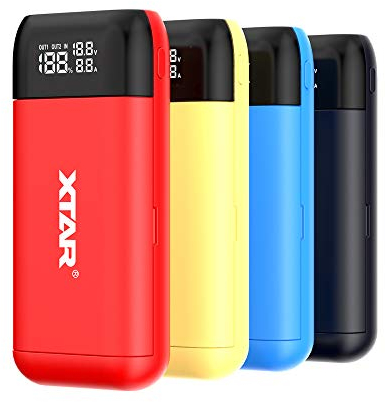 XTAR Chargeur de Batterie PB2S 18650 xtar - Chargeur Rapide USB C - Chargeur Rapide 18650-20700 - 21700 - Chargeur USB 18650 - Écran LCD - Piles Non incluses (Rouge)
