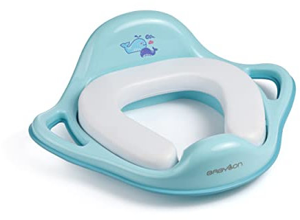 BABYLON Shark Klodeckel Toilettensitz für Kinder Anti-Rutsch Ergonomisch. Baby toilettentrainer mit Griff und Haken. Klositz für kinder für Mädchen und Jungen. WC Sitz Kinder, Baby Zubehör Blau