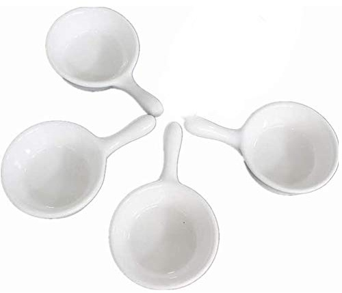 esowemsn Lot de 4 mini ramequins en céramique blanche avec poignée en porcelaine pour sauce soja