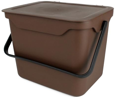 Easy Eco Brown 5L Kitchen Compost Caddy/Food Recycling Waste Bin