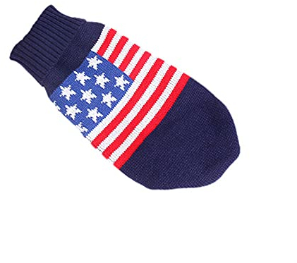 Warmer Puppuy Hundepullover Winter Haustierkleidung für kleine Hunde Katze Pullover Kleidung Kostüm,Amerikanische Flagge,8