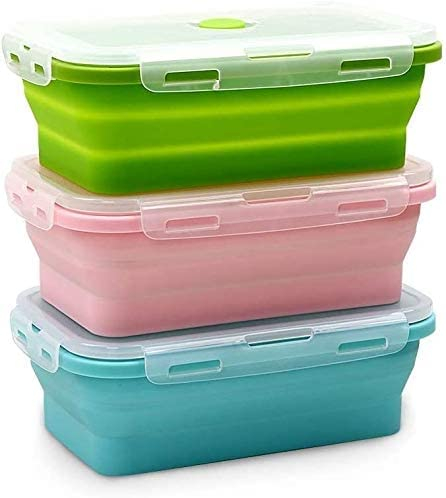 BAYINBROOK Lunch Box Pieghevole,Contenitori per Alimenti con Coperchi,Il Pranzo al Sacco per La casa è Adatto per Lavastoviglie,Congelatore,Forno a Microonde,Campeggio Picnic all'aperto (3)