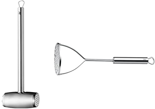 WMF Profi Plus Fleischhammer 34 cm, Fleischklopfer, Schnitzelklopfer, Cromargan Edelstahl teilmattiert, spülmaschinengeeignet & Profi Plus Kartoffelstampfer 28,5 cm
