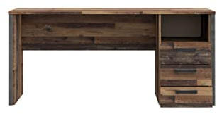 FORTE Clif Schreibtisch mit 3 Schubladen, Holzwerkstoff, Old – Wood Vintage/ Betonoptik Dunkelgrau, B x H x T: 160 x 73,5 x 69,6 cm