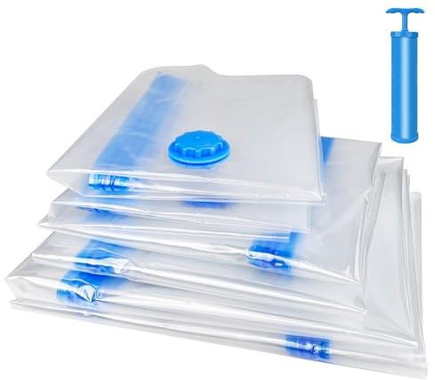 Newaner 6 stück vakuumbeutel für kleidung bettdecken matratzen, Vakuumierbeutel mit Handpumpe, Platzsparende vakuum aufbewahrungsbeutel kleidersack für reise, Vacuum Bags, 100x80cm, 80x60cm, 60x40cm