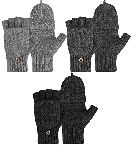SATINIOR Herren Handschuhe, Mehrfarbig, Classic Colors/Black, Dark, Light Gray (3er Pack)